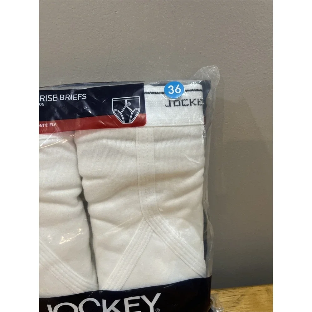 Jockey Classic 6 Pack Men's White Full‎ Rise Briefs Y-Front Fly Cotton Size 36